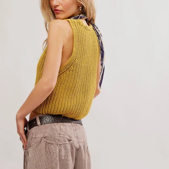 🆕 FREE PEOPLE Close To Me Vest / Mustard Gold - Picture 3 of 5